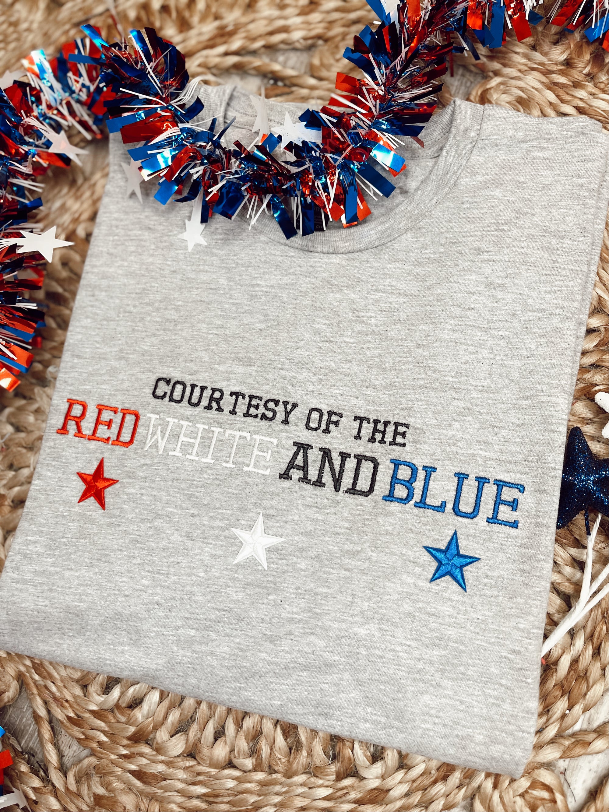 Red, White & Blue Tee, Gray