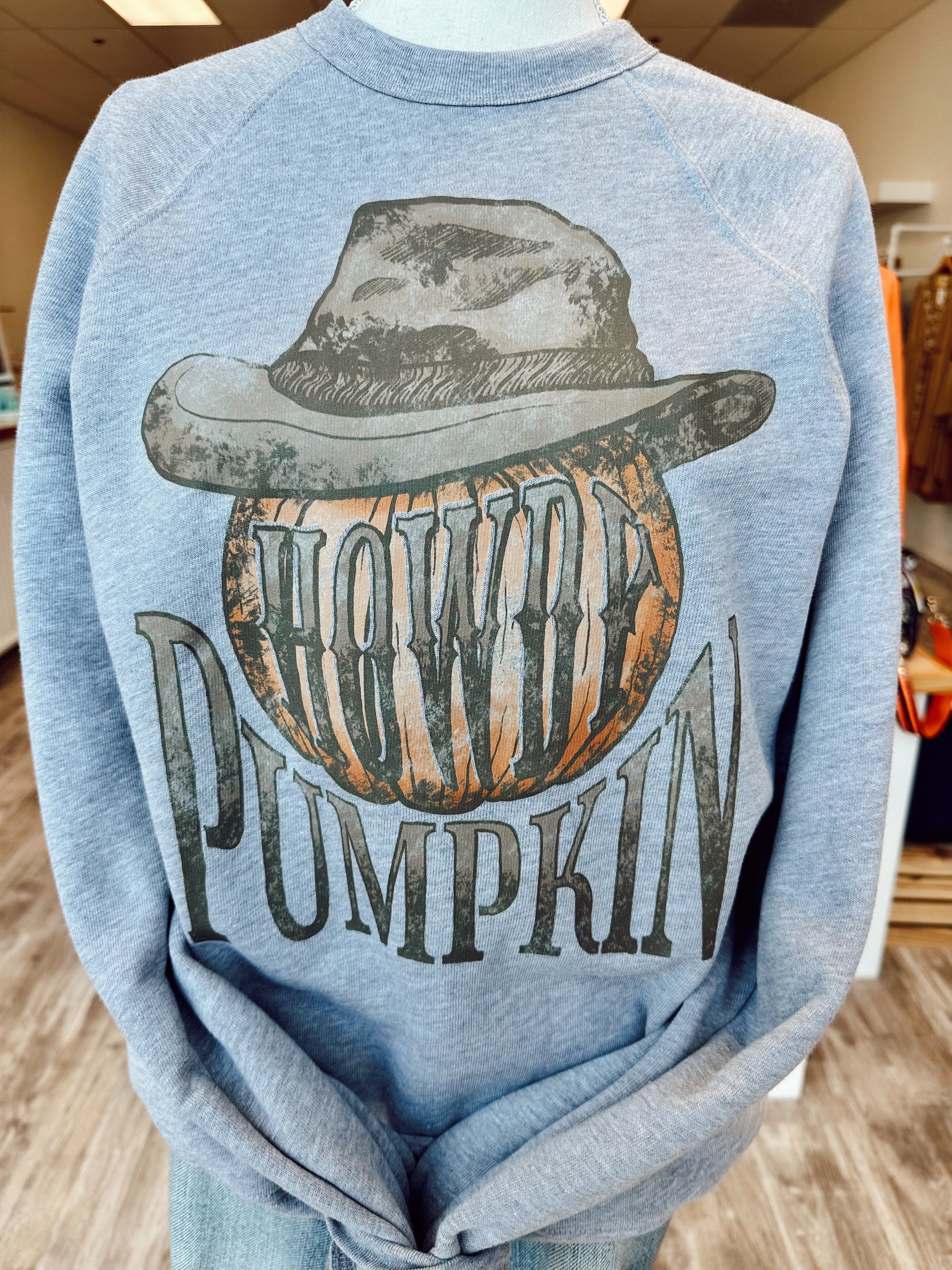Howdy Pumpkin Sweatshirt, Grey