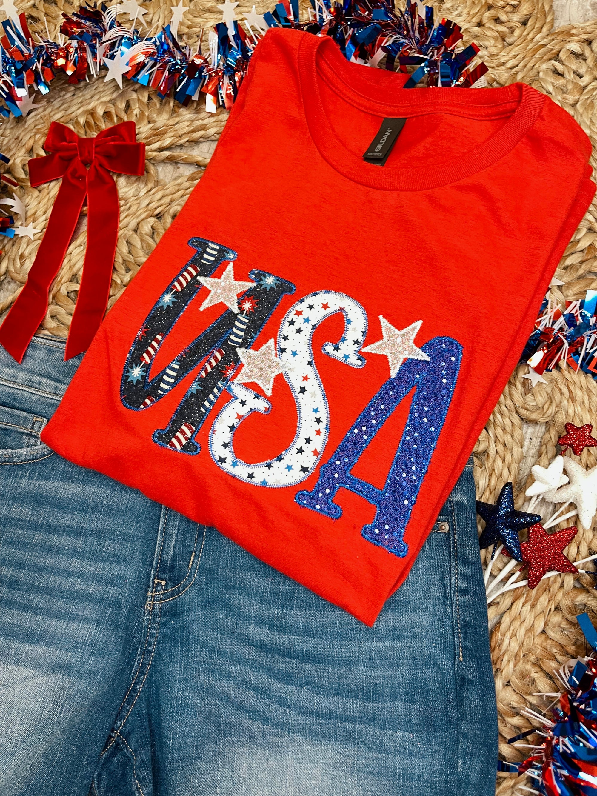 USA Appliqué Tee, Red