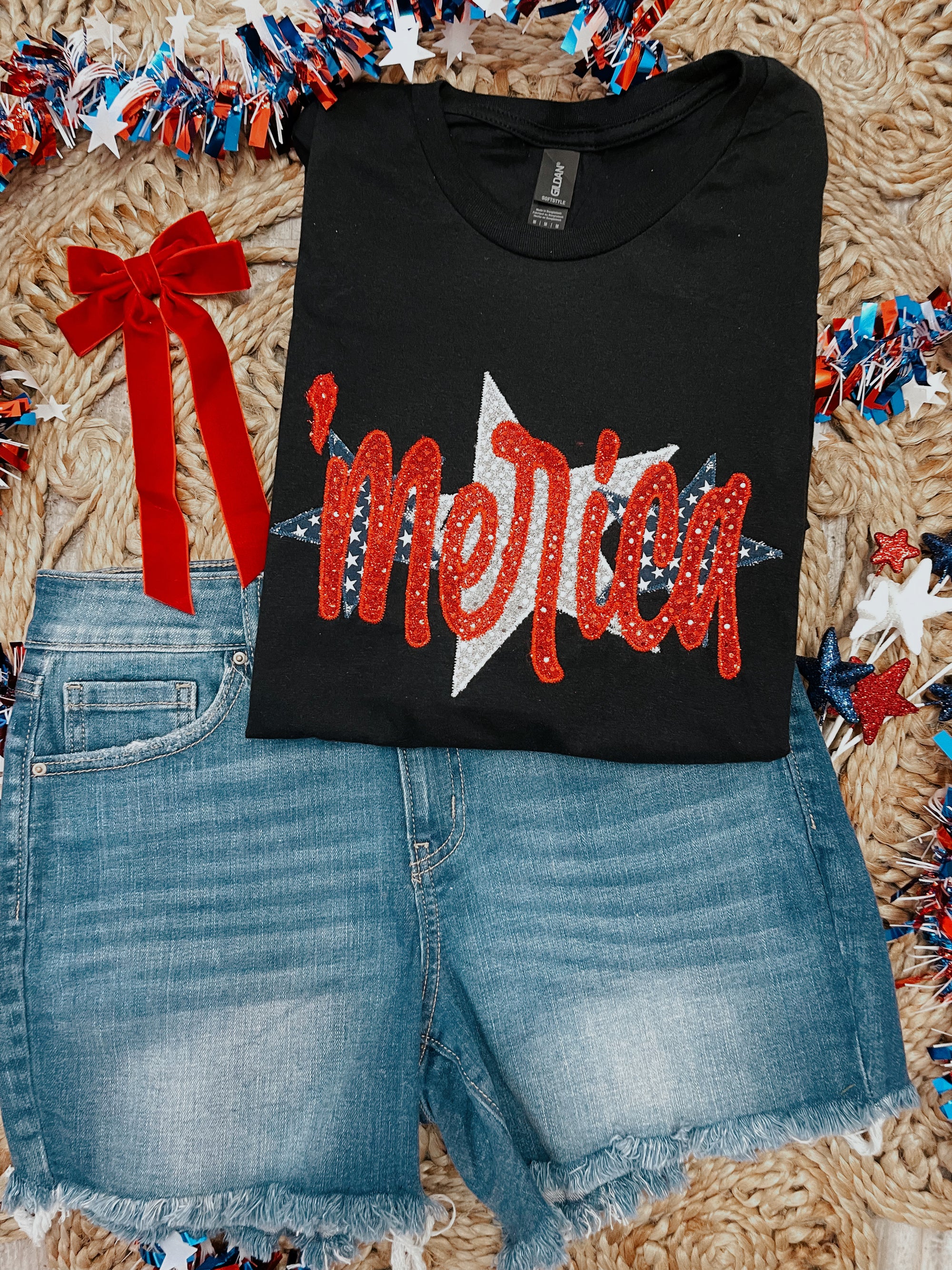 ‘Merica Appliqué Tee, Black