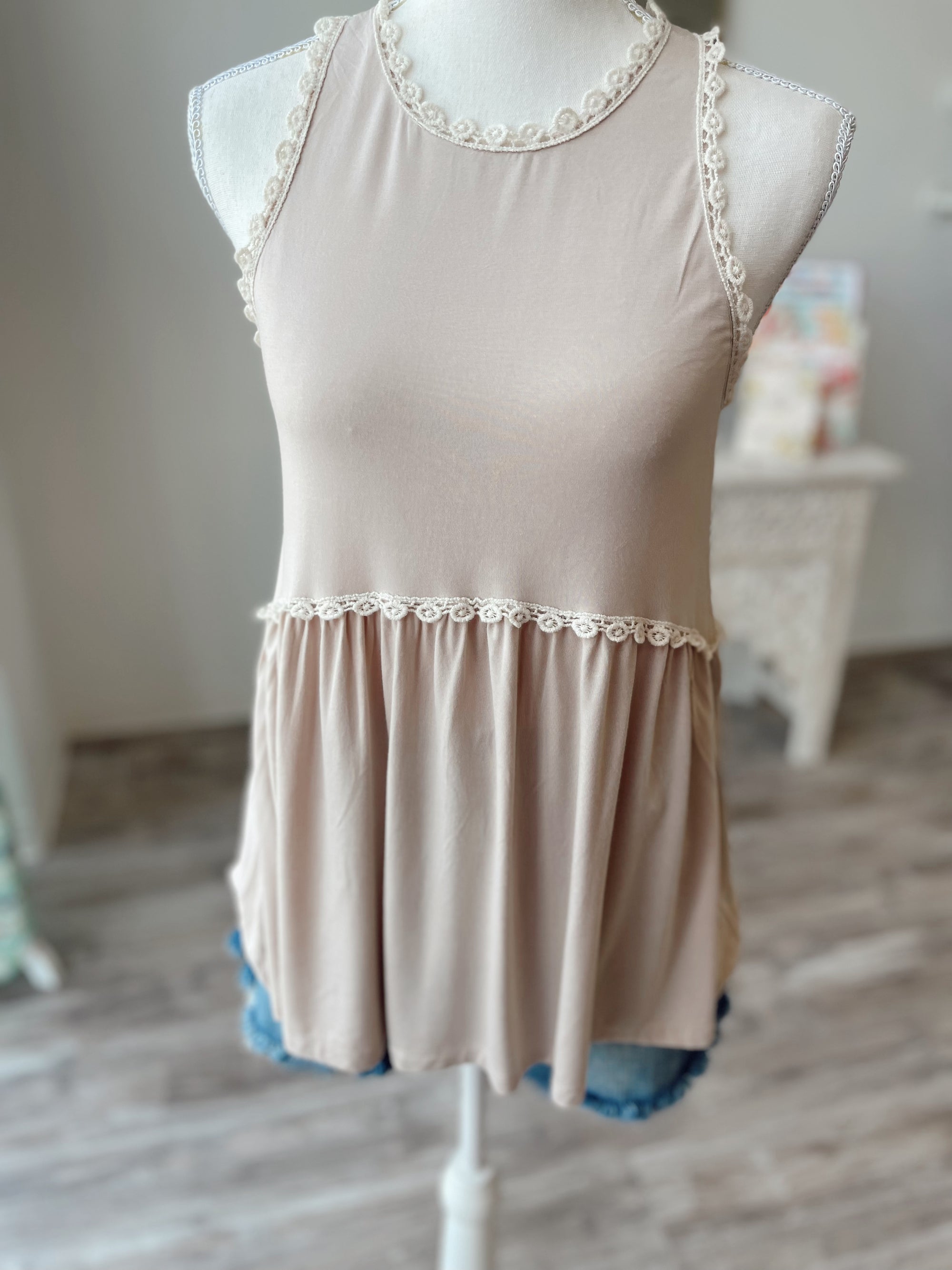 Babydoll Knit Top, Oatmeal