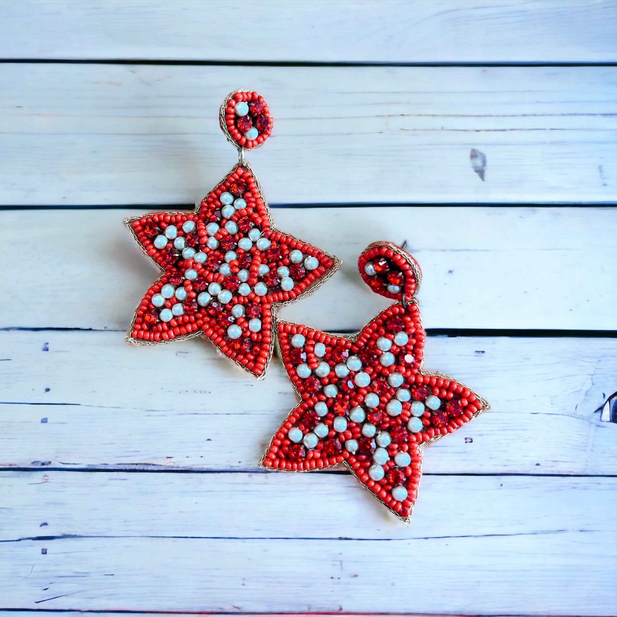 Stars and Sparklers Earrings, Red