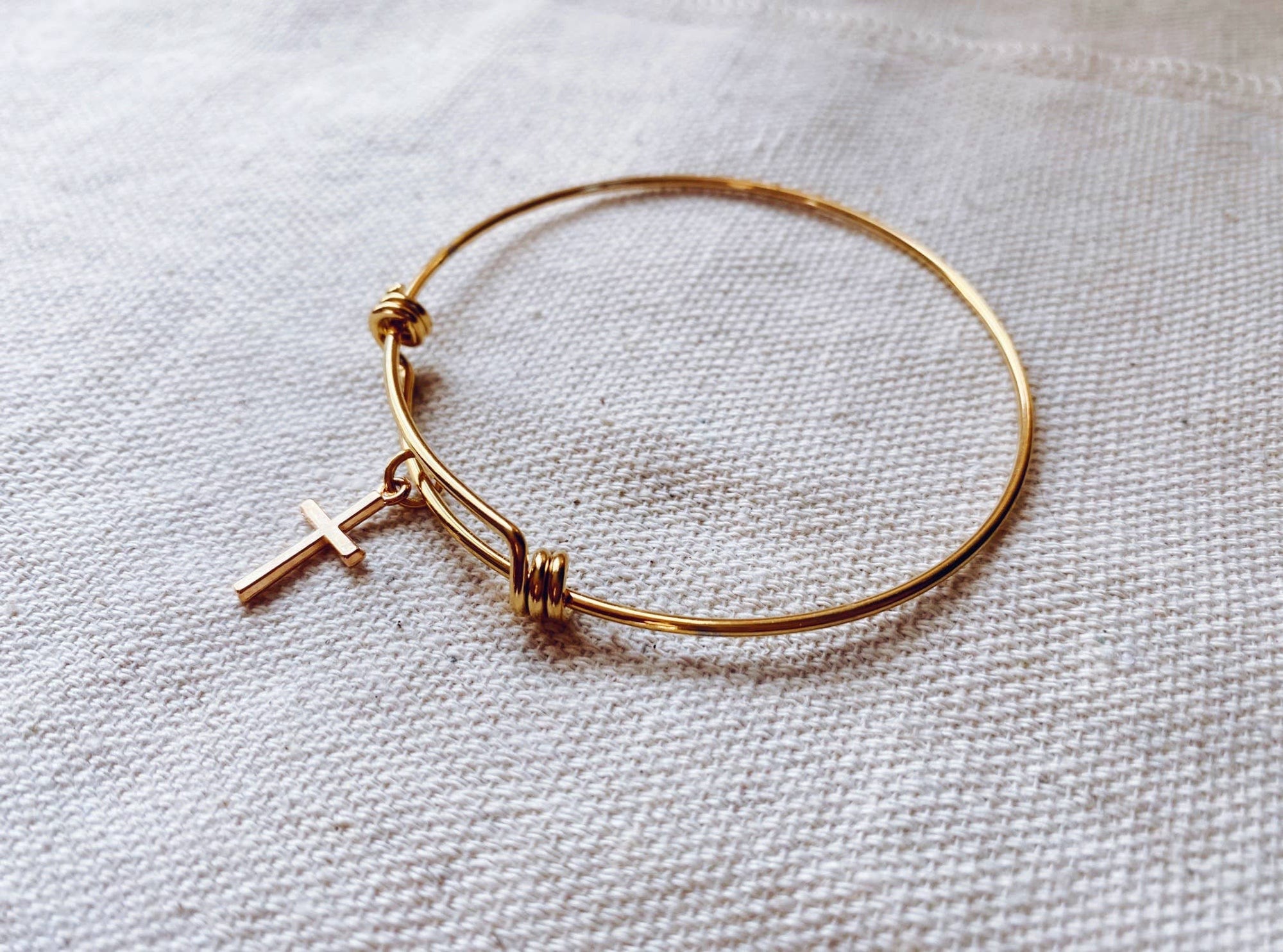 Hepburn Gold Cross Bangle Bracelet