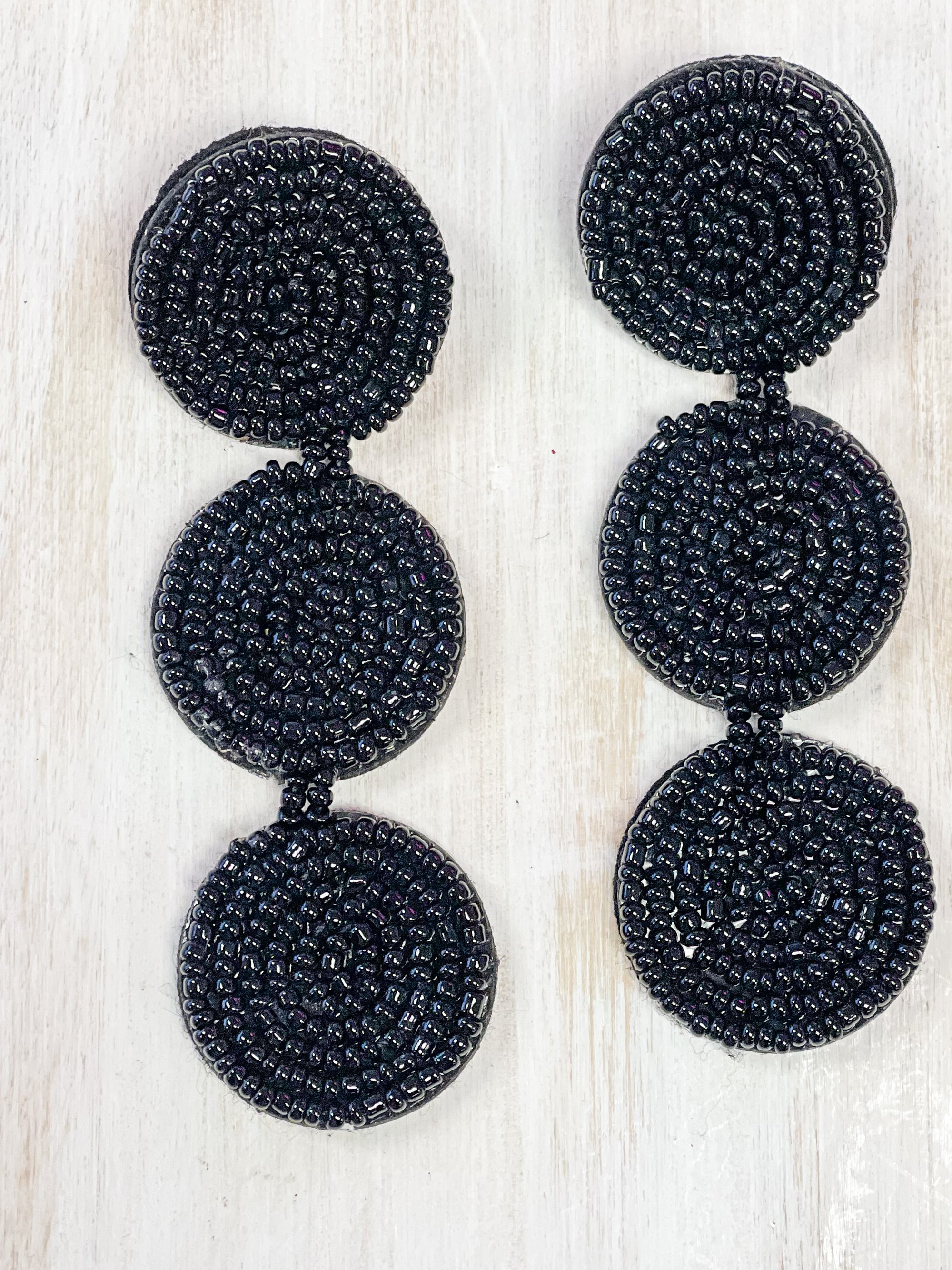 Beaded Dangle Earring, Black