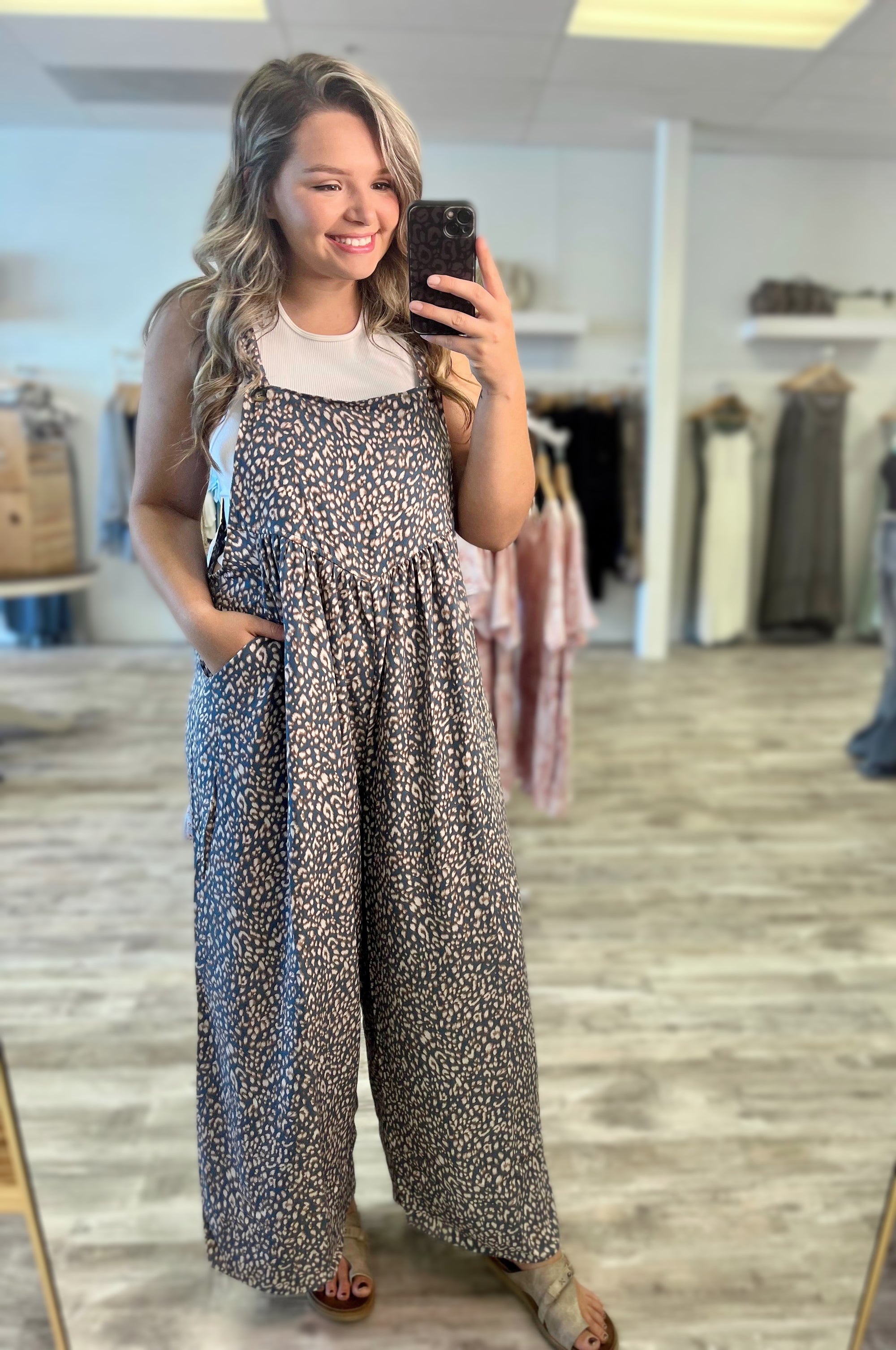 Blue Animal Print Jumpsuit