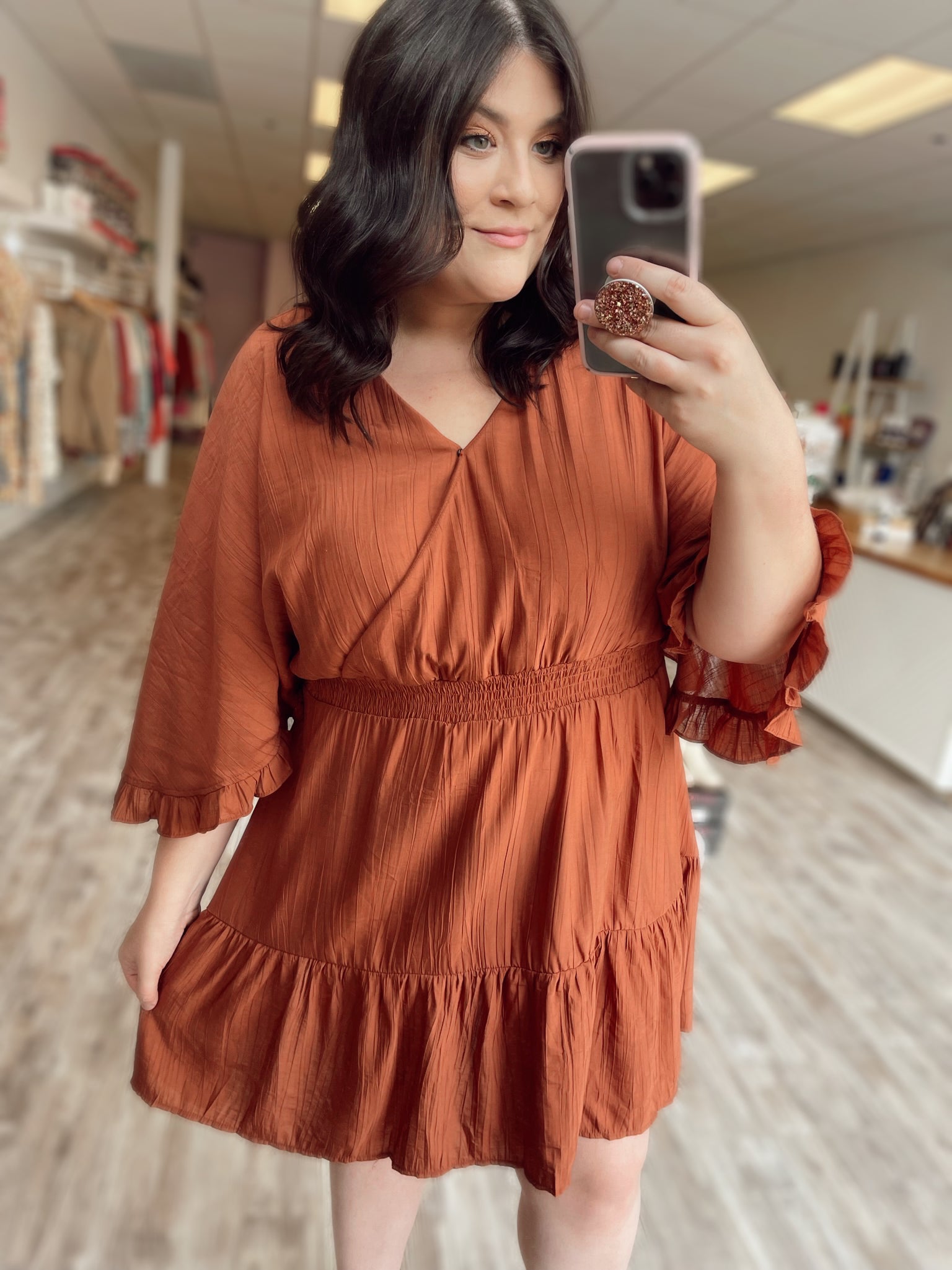 Falls On My Mind Dress, Rust FINAL SALE